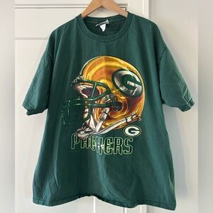 Vintage 2001 Green Bay Packers NFL Football Helmet Green Large T-Shirt